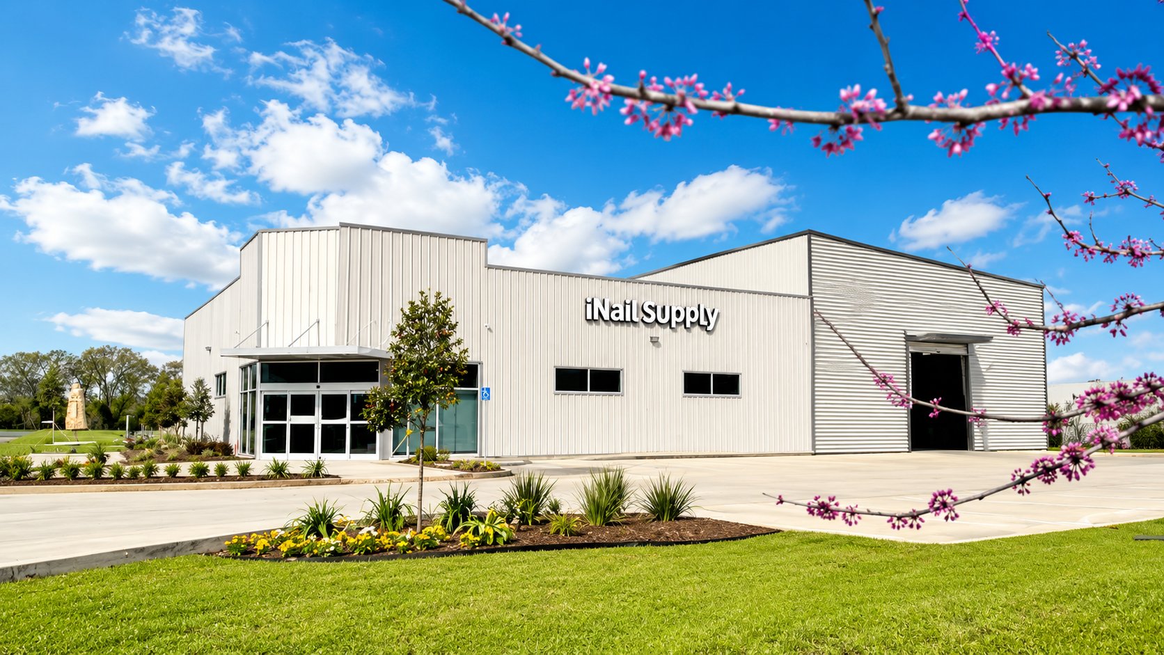 iNail Supply Phase II warehouse exterior in Lafayette, Louisiana