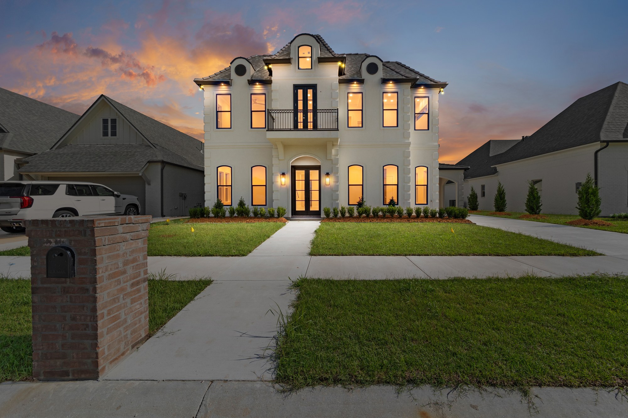 221 Gunter Grass completed custom home at twilight